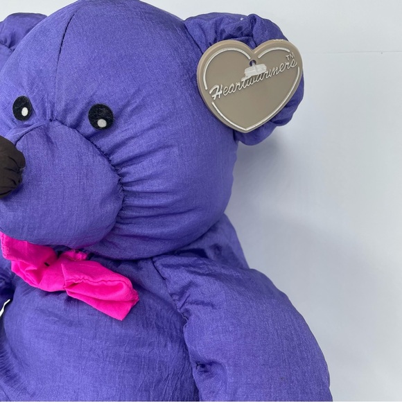 Summit  VTG 1992 Heartwarmers Purple Bear Pink Puffalump Style Nylon With Tag - Picture 3 of 10